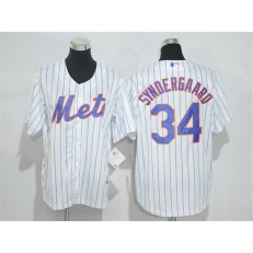 MLB New York Mets 34 Noah Syndergaard White Blue Strip New Cool Base Stitched Men Jersey