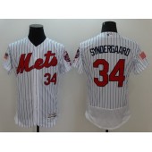 MLB New York Mets 34 Noah Syndergaard White Pinstripe Fashion Stars & Stripes 2016 Flexbase Independence Day Men Jersey