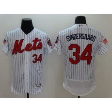 MLB New York Mets 34 Noah Syndergaard White Pinstripe Fashion Stars & Stripes 2016 Flexbase Independence Day Men Jersey