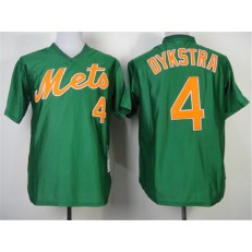 MLB New York Mets 4 Lenny Dykstra 1985 Green Throwback Men Jersey