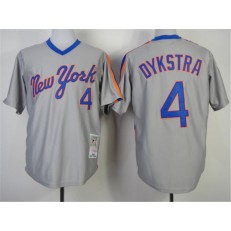 MLB New York Mets 4 Lenny Dykstra 1987 Gray Throwback Men Jersey