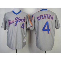 MLB New York Mets 4 Lenny Dykstra 1987 Gray Throwback Men Jersey