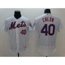 MLB New York Mets 40 Bartolo Colon Retired White Pinstripe 2016 Flexbase Majestic Baseball Men Jersey