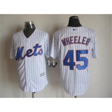 MLB New York Mets 45 Zack Wheeler Home White Pinstripe 2015 Cool Base Men Jersey