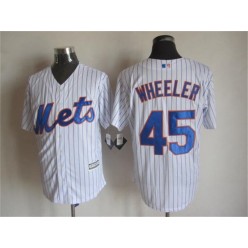 MLB New York Mets 45 Zack Wheeler Home White Pinstripe 2015 Cool Base Men Jersey