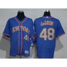MLB New York Mets 48 Jacob DeGrom Blue With Gray 2016 Flexbase Majestic Baseball Men Jersey