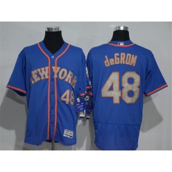MLB New York Mets 48 Jacob DeGrom Blue With Gray 2016 Flexbase Majestic Baseball Men Jersey