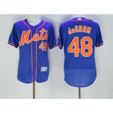 MLB New York Mets 48 Jacob DeGrom Retired Blue With Orange Stitched 2016 Majestic Flex Base Men Jersey