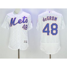 MLB New York Mets 48 Jacob DeGrom Retired White Pinstirpe Stitched 2016 Majestic Flex Base Men Jersey