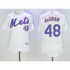 MLB New York Mets 48 Jacob DeGrom Retired White Pinstirpe Stitched 2016 Majestic Flex Base Men Jersey