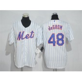 MLB New York Mets 48 Jacob DeGrom White Blue Strip New Cool Base Stitched Men Jersey