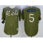 MLB New York Mets 5 David Wright Green Salute To Service Majestic Baseball Men Jersey
