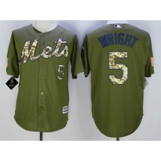 MLB New York Mets 5 David Wright Green Salute To Service Majestic Baseball Men Jersey