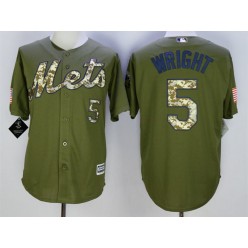 MLB New York Mets 5 David Wright Green Salute To Service Majestic Baseball Men Jersey