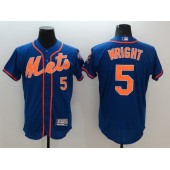MLB New York Mets 5 David Wright Retired Blue With Orange 2016 Flexbase Majestic Baseball Men Jersey