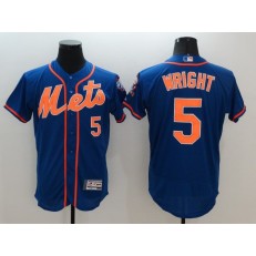 MLB New York Mets 5 David Wright Retired Blue With Orange 2016 Flexbase Majestic Baseball Men Jersey
