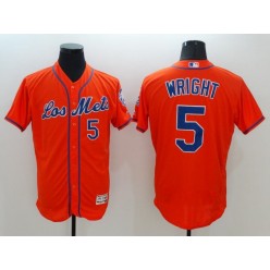 MLB New York Mets 5 David Wright Retired Los Orange 2016 Flexbase Majestic Baseball Men Jersey