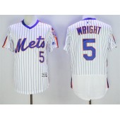 MLB New York Mets 5 David Wright Retired White Pullover 2016 Flexbase Majestic Baseball Men Jersey