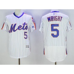 MLB New York Mets 5 David Wright Retired White Pullover 2016 Flexbase Majestic Baseball Men Jersey
