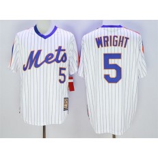 MLB New York Mets 5 David Wright Retired White Pullover Majestic Cooperstown Collection Throwback Men Jersey