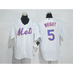 MLB New York Mets 5 David Wright White Blue Strip New Cool Base Stitched Men Jersey
