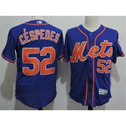 MLB New York Mets 52 Yoenis C&eacute;spedes Blue With Orange 2016 Flexbase Majestic Baseball Men Jersey