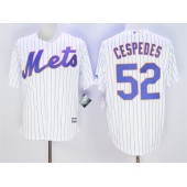 MLB New York Mets 52 Yoenis C&eacute;spedes Home White Pinstripe 2015 Cool Base Men Jersey
