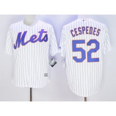 MLB New York Mets 52 Yoenis Céspedes Home White Pinstripe 2015 Cool Base Men Jersey