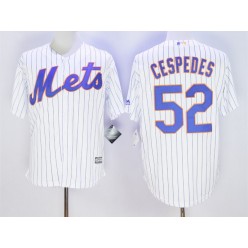 MLB New York Mets 52 Yoenis C&eacute;spedes Home White Pinstripe 2015 Cool Base Men Jersey