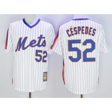 MLB New York Mets 52 Yoenis Céspedes Retired White Pullover Majestic Cooperstown Collection Throwback Men Jersey