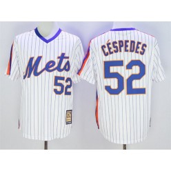 MLB New York Mets 52 Yoenis C&eacute;spedes Retired White Pullover Majestic Cooperstown Collection Throwback Men Jersey