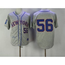 MLB New York Mets 56 Tug McGraw 1965 Gray Wool Throwback Men Jersey
