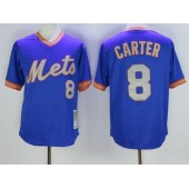 MLB New York Mets 8 Gary Carter 1983 Blue Throwback Men Jersey