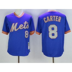 MLB New York Mets 8 Gary Carter 1983 Blue Throwback Men Jersey