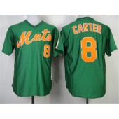 MLB New York Mets 8 Gary Carter 1985 Green Throwback Men Jersey