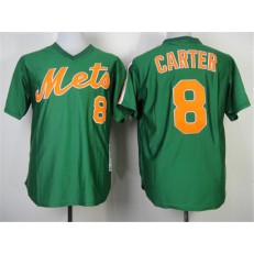MLB New York Mets 8 Gary Carter 1985 Green Throwback Men Jersey