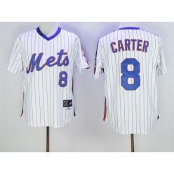 MLB New York Mets 8 Gary Carter 1986 White Throwback Men Jersey