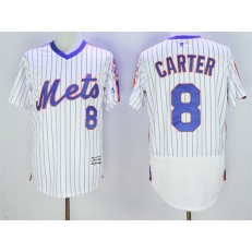 MLB New York Mets 8 Gary Carter Retired White Pullover 2016 Flexbase Majestic Baseball Men Jersey