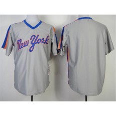 MLB New York Mets Blank 1987 Gray Throwback Men Jersey