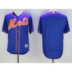 MLB New York Mets Blank Blue Cool Base WMr. Met Patch Baseball Men Jersey