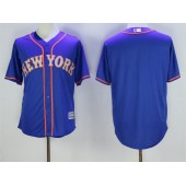 MLB New York Mets Blank Blue With Gray Cool Base Stitched Men Jersey