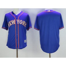 MLB New York Mets Blank Blue With Gray Cool Base Stitched Men Jersey
