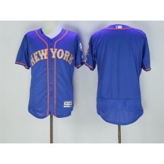 MLB New York Mets Blank Retired Blue With Gray Stitched 2016 Majestic Flex Base Men Jersey