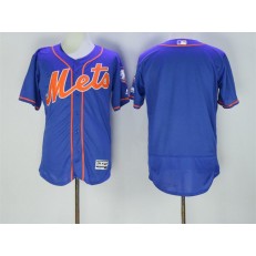 MLB New York Mets Blank Retired Blue With Orange Stitched 2016 Majestic Flex Base Men Jersey