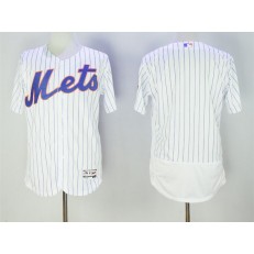 MLB New York Mets Blank Retired White Pinstirpe Stitched 2016 Majestic Flex Base Men Jersey