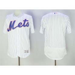 MLB New York Mets Blank Retired White Pinstirpe Stitched 2016 Majestic Flex Base Men Jersey