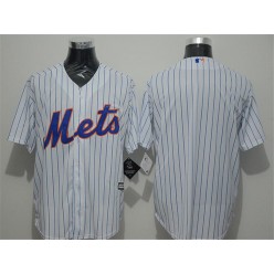 MLB New York Mets Blank White Blue Strip New Cool Base Stitched Men Jersey