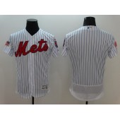 MLB New York Mets Blank White Pinstripe Fashion Stars & Stripes 2016 Flexbase Independence Day Men Jersey