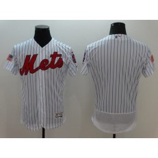MLB New York Mets Blank White Pinstripe Fashion Stars & Stripes 2016 Flexbase Independence Day Men Jersey