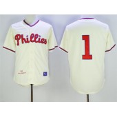 MLB Philadelphia Phillies 1 Chuck Klein 1948 Cream Throwback Stitched Cooperstown Collection Mitchell And Ness Men Jersey